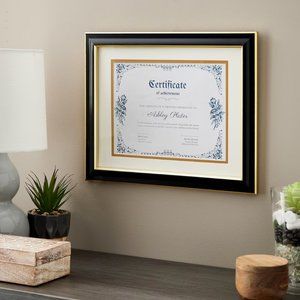 Black & Gold 8.5" x 11" Document Diploma Frame with Mat by Studio Décor®